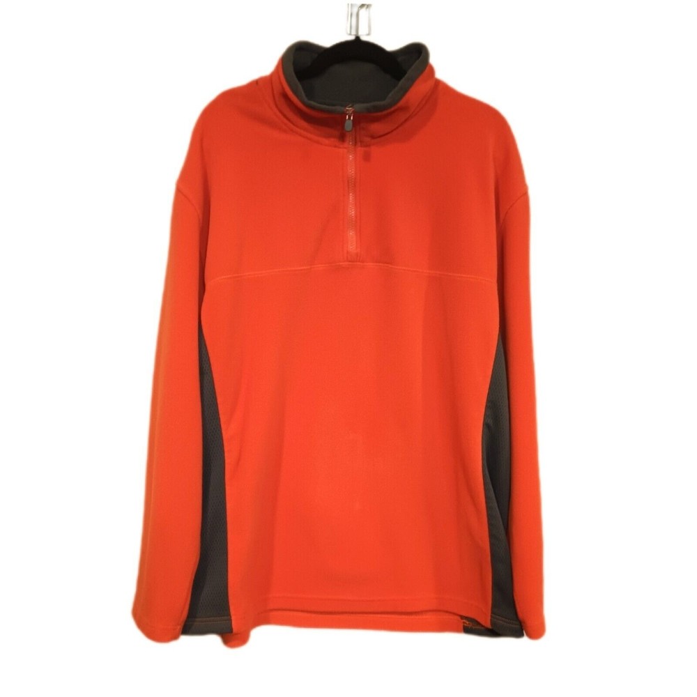 CHEETAH Fleece Jacket Mens XL Orange & Gray Pullover 1/4 Zip Long Good Condition